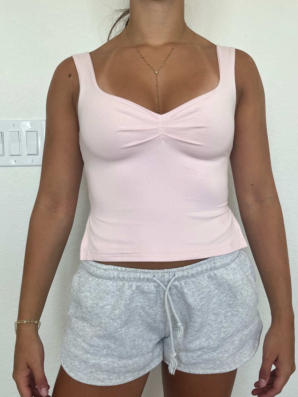 Light Pink Fitted Tank Top